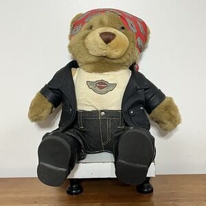 Vintage 2003 Harley-Davidson 100th Anniversary Teddy Bear Bandana Jacket Boots